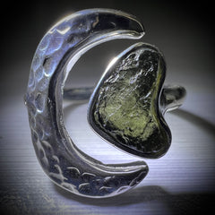Lunar Heart Silver Ring - Open Size 7 (O)