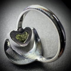 Lunar Heart Silver Ring - Open Size 7 (O)