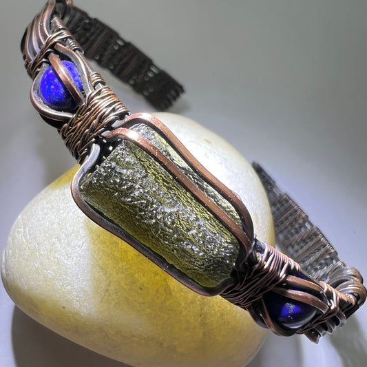 1.2g Moldavite Copper & Lapis Lazuli Bracelet