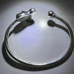 Silver Moldavite Bracelet, 1.4g Chlum Moldavite.