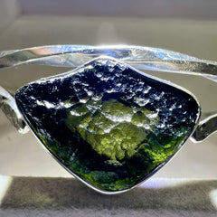 Elegant Moldavite Silver Bracelet