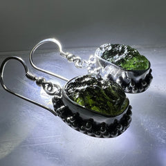 Moldavite Silver Earrings