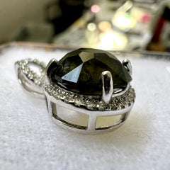 Faceted Moldavite pendant with Zircon 3.28ct