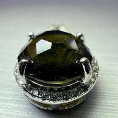 Faceted Moldavite pendant with Zircon 3.28ct