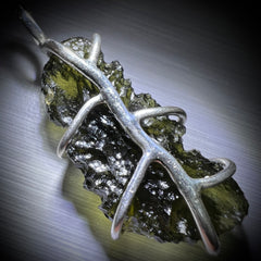 3.34g Moldavite Silver Pendant