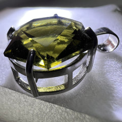 Exquisite Faceted Moldavite Pendant - Hexagon Cut