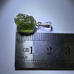 0.78g Moldavite Rhodium-Plated Silver Pendant