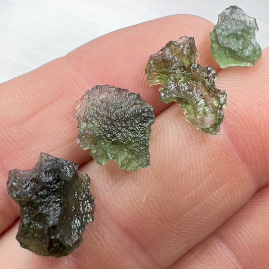 4 x Maly Chlum Moldavite - Total Weight 2.87g