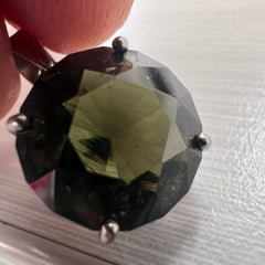 5.16ct Brilliant Cut Moldavite Pendant in Sterling Silver