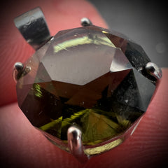 5.16ct Brilliant Cut Moldavite Pendant in Sterling Silver