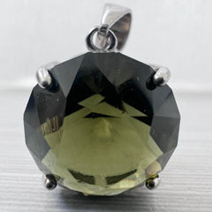5.16ct Brilliant Cut Moldavite Pendant in Sterling Silver