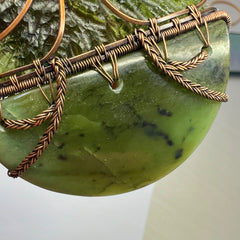 Heaven & Earth; Moldavite & Greenstone Statement piece pendant.