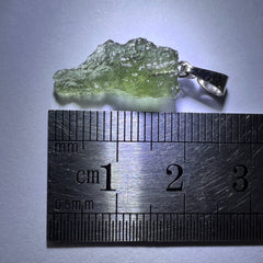 0.78g Moldavite Rhodium-Plated Silver Pendant