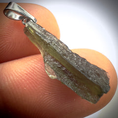 0.92g Moldavite Rhodium-Plated Silver Pendant