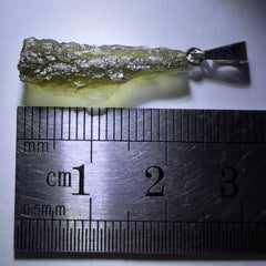0.92g Moldavite Rhodium-Plated Silver Pendant