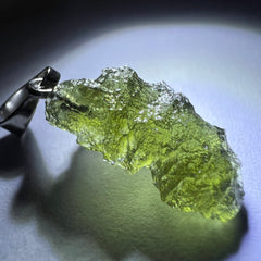 0.75g Moldavite Rhodium-Plated Silver Pendant
