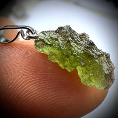0.75g Moldavite Rhodium-Plated Silver Pendant