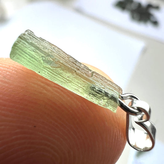 0.37g Moldavite Rhodium-Plated Silver Pendant