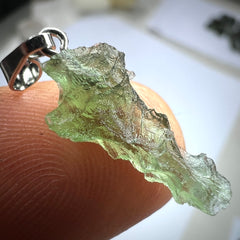 0.66g Moldavite Rhodium-Plated Silver Pendant