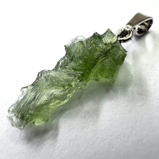 0.66g Moldavite Rhodium-Plated Silver Pendant