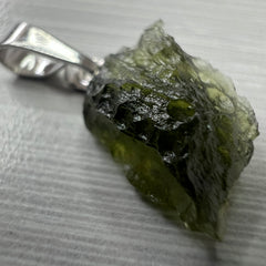 0.65g Moldavite Rhodium-Plated Silver Pendant