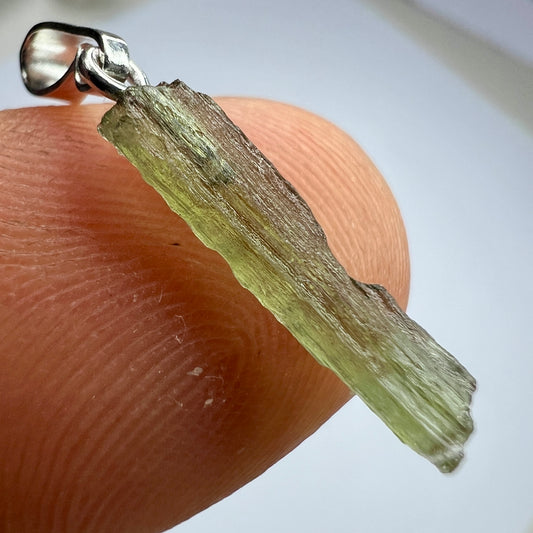0.41g Moldavite Rhodium-Plated Silver Pendant