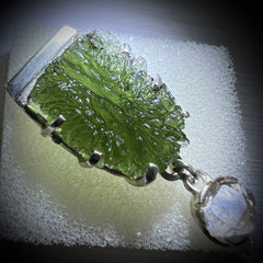 5.43g Moldavite & Herkimer Diamond Silver Pendant