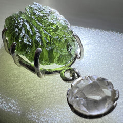 5.43g Moldavite & Herkimer Diamond Silver Pendant