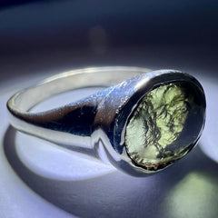 Faceted Moldavite Sterling Silver Ring – Size T (9.5)
