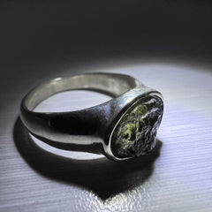 Moldavite Silver Ring (Size 7.5 - P)