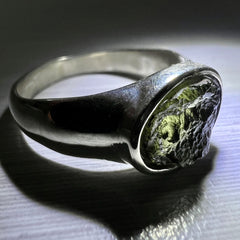 Moldavite Silver Ring (Size 7.5 - P)