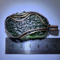 Awe-Inspiring Moldavite Pendant — 16.8 g Chlum Specimen in Antiqued Copper