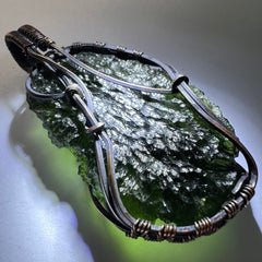 Awe-Inspiring Moldavite Pendant — 16.8 g Chlum Specimen in Antiqued Copper