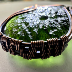 Awe-Inspiring Moldavite Pendant — 16.8 g Chlum Specimen in Antiqued Copper