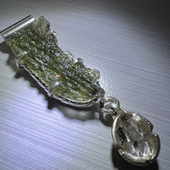 Moldavite & Herkimer Silver pendant