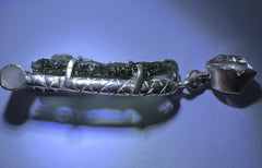 Moldavite & Herkimer Silver pendant