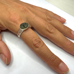 Moldavite Silver Ring (Size 6 - M)