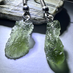 1.3g Moldavite Stainless Steel Stud Earrings