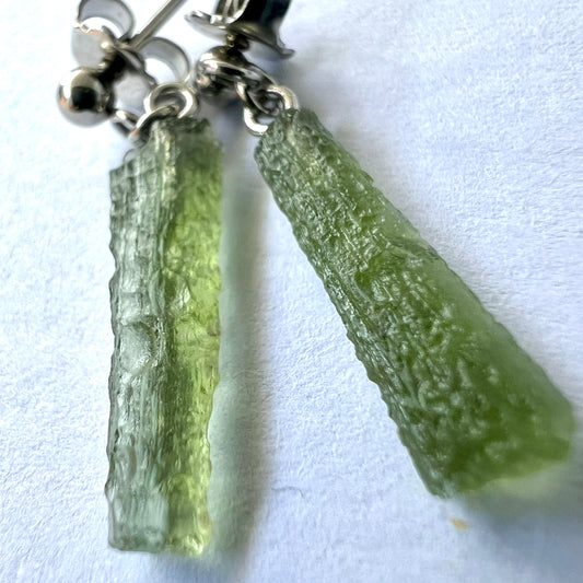 0.96g Moldavite Stainless Steel Stud Earrings