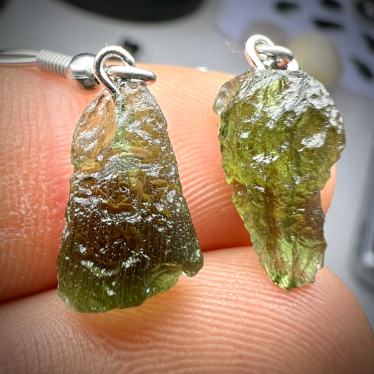 2.06g Moldavite Stainless Steel Stud Earrings