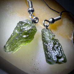 2.06g Moldavite Stainless Steel Stud Earrings