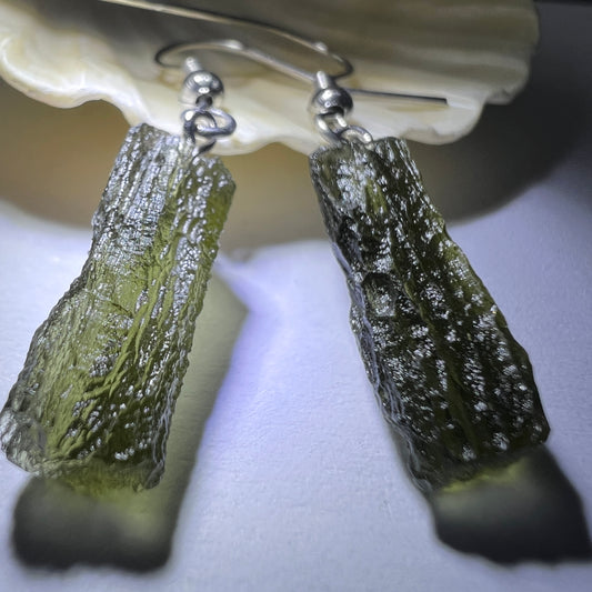 2.12g Moldavite Stainless Steel Stud Earrings
