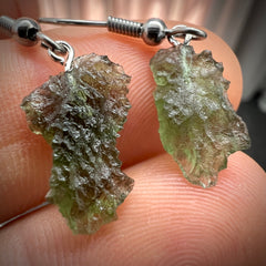 1.42g Moldavite Stainless Steel Stud Earrings