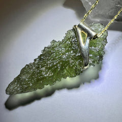 3.3g Moldavite Pendant in Solid 14K Gold