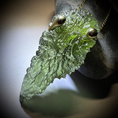 3.3g Moldavite Pendant in Solid 14K Gold