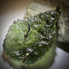 8.3g Moldavite Pendant in Solid 14K Gold