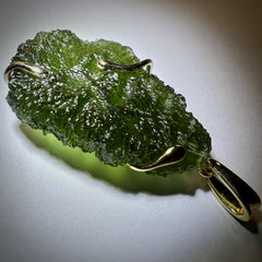 8.3g Moldavite Pendant in Solid 14K Gold