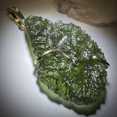 8.3g Moldavite Pendant in Solid 14K Gold