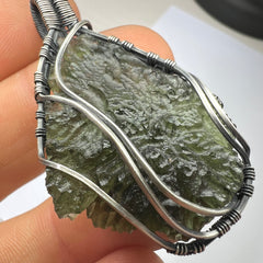 7.68g Moldavite/Silver pendant.