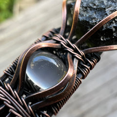 Moldavite & Copper bracelet - Moonstone accents.